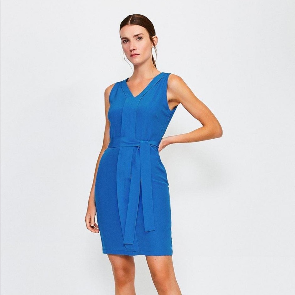 Blue 100% Silk Shift Dress NWT
